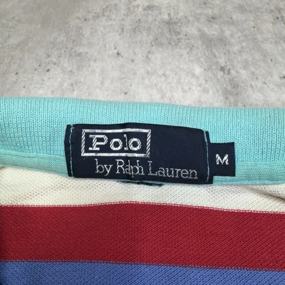 Vintage Polo By Ralph Lauren Multicolor Block Striped Polo Mens M Pony Y2K